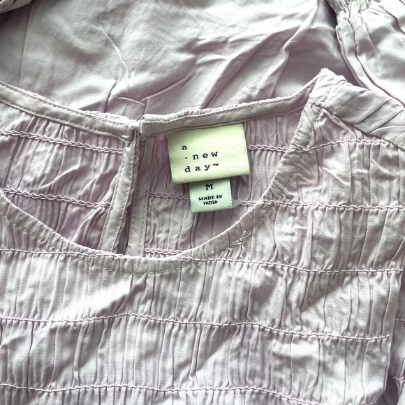 Stylish Puffed Sleeve Pull Over Blouse Light Pink/ Violet Ruffled Top - Picture 7 of 11